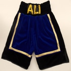 custom made suzi wong creations boxing shorts designer blue black gold embroidery