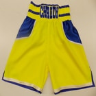 illuminous yellow blue white boxing shorts custom made satin velvet new designs suzi wong creations amir khan mayweather professional amateur clubkits vests ring jacket
