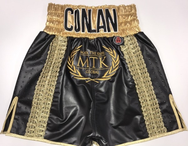 Black Leather Mexican Style Boxing Shorts