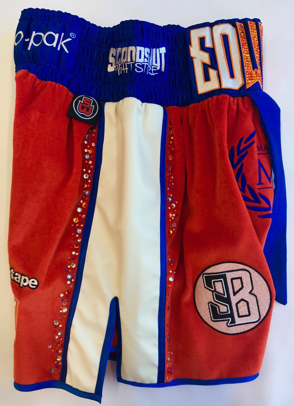 Sunny Edwards Comic Book Boxing Shorts with Austrian Crystals details