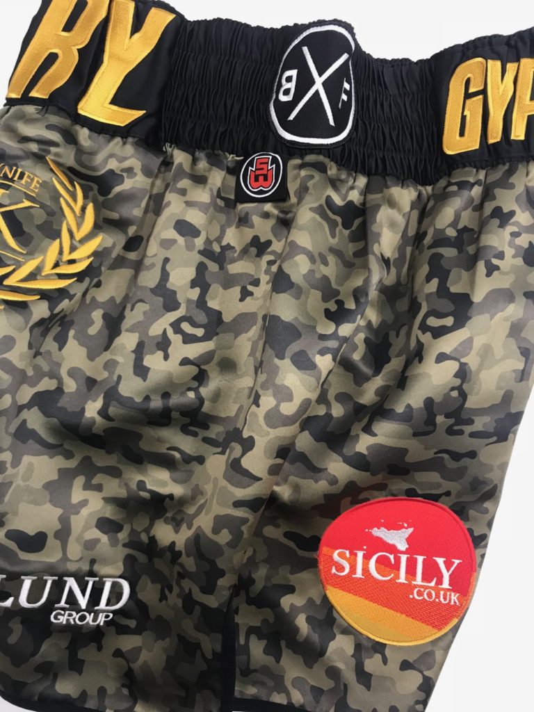 Tyson Fury Camouflage Boxing Shorts and Robe by Suzi Wong