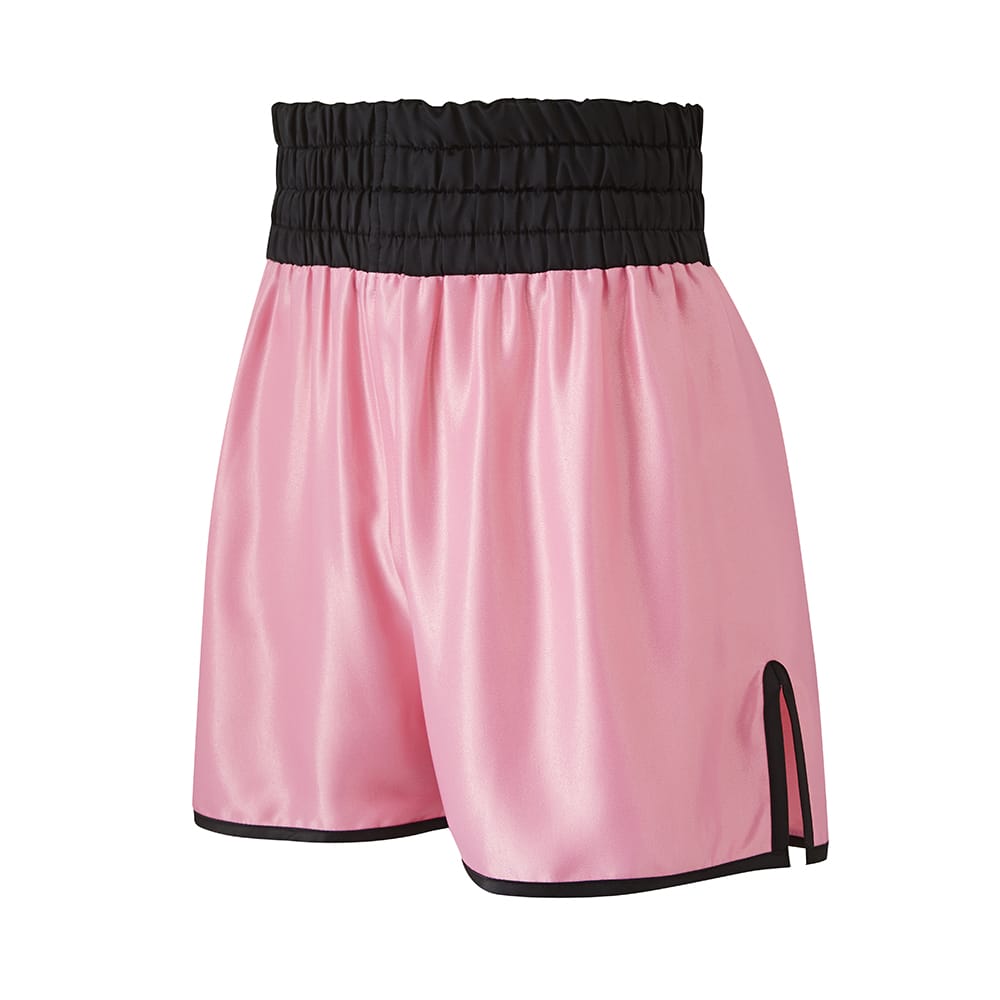 womens pink and black satin boxing shorts Suzi Wong custom made