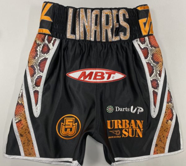 Jorge linares boxing shorts black and orange