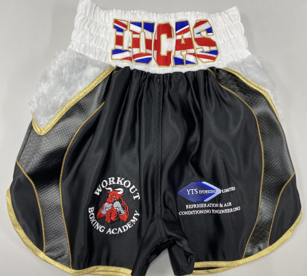 Union Jack black snakeskin boxing shorts