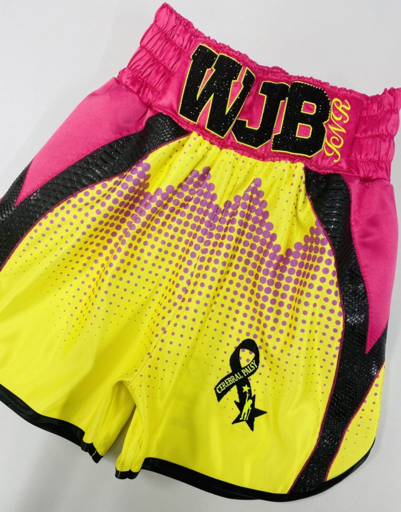 florescent yellow and pink boxing shorts
