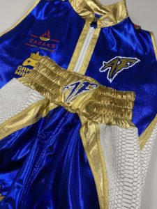 blue wetlook boxing shorts