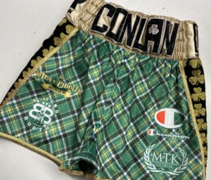 Michael Conlan green tartan boxing shorts