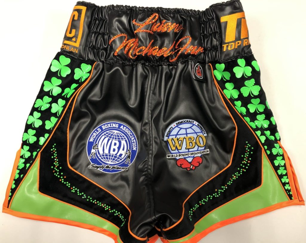 Michael Conlan Black Leather Boxing Shorts | Suzi Wong Creations Ltd