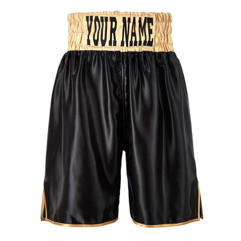 Black Boxing Shorts With Gold Waist Band
