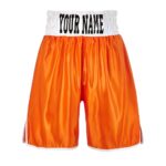 Orange Satin Boxing Shorts with White Waist Band