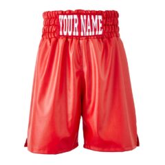 Red Leatherette Customisable Boxing Shorts