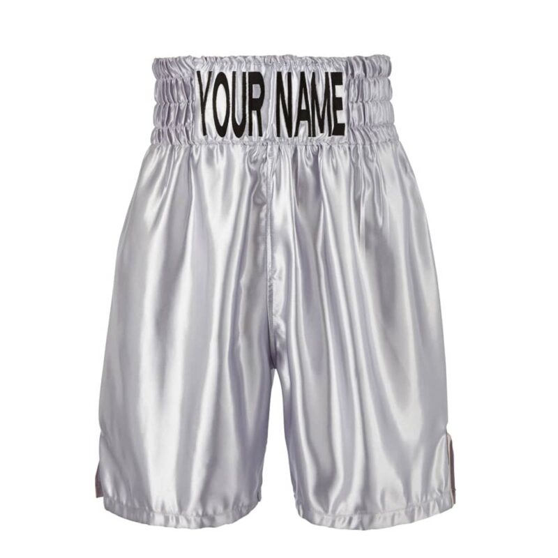 Silver Satin Customisable Boxing Shorts