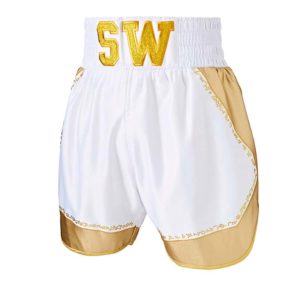 Diamond White and Gold Customisable Boxing shorts