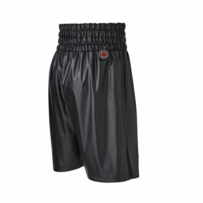 Suzy Wong Black Leatherette Boxing Shorts Back