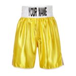 Yellow Satin Boxing Shorts with White Waist Band