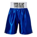 Royal Blue Satin Boxing Shorts with White Waist Band