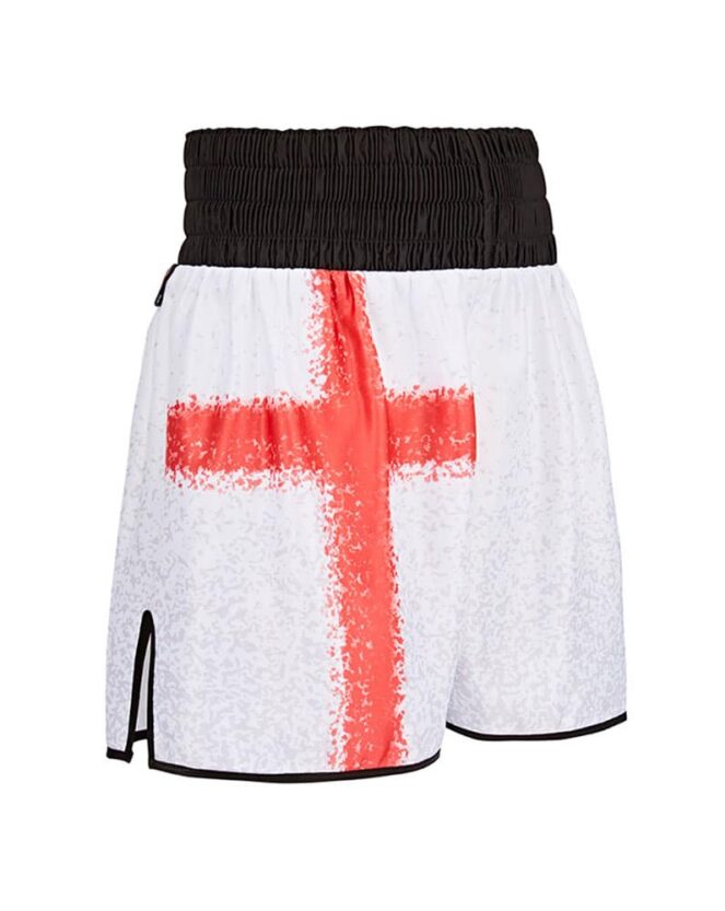 St George England Flag Boxing Shorts White and Black