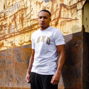 LGND White and Gold Retro College T-shirt