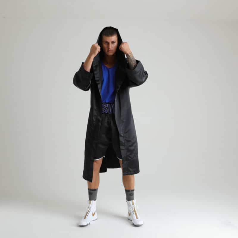 Black Boxing Ring Jacket With Hood
