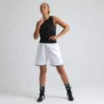 Women's White & Black Hagler Style Customisable Boxing Shorts
