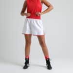 Women's White & Red Hagler Style Customisable Boxing Shorts