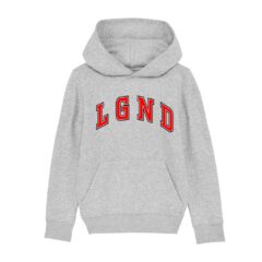 Kids Grey LGND Retro Hoody with Red Logo