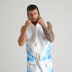 Blue & White Smoke Customisable Boxing Shorts