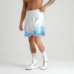 Blue & White Smoke Customisable Boxing Shorts on Boxer