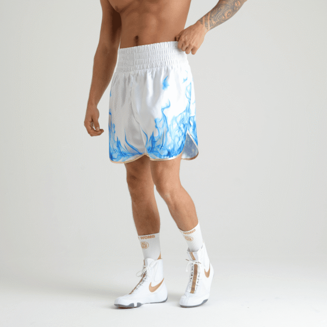 Blue & White Smoke Customisable Boxing Shorts on Boxer