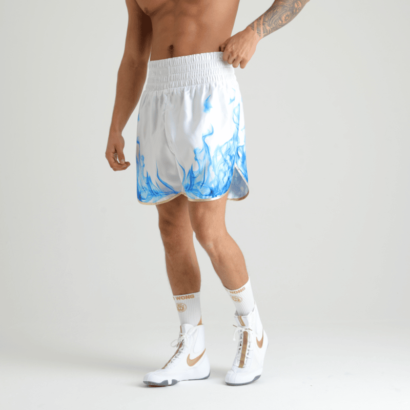 Blue & White Smoke Customisable Boxing Shorts on Boxer