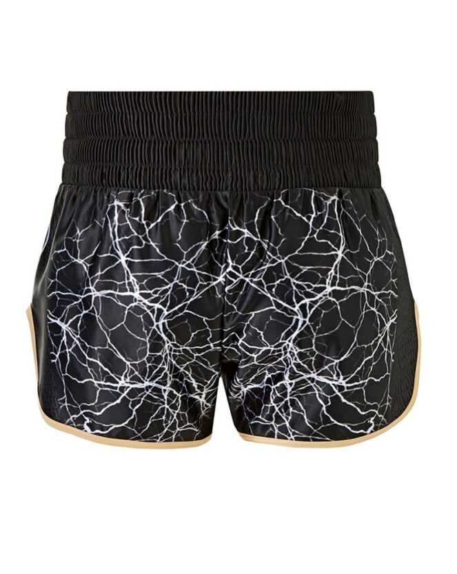 Black and Gold Eyes Muay Thai Boxing shorts back