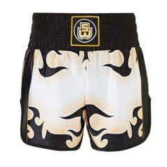 Suzi Wong Flames Black and Gold Muay Thai Shorts
