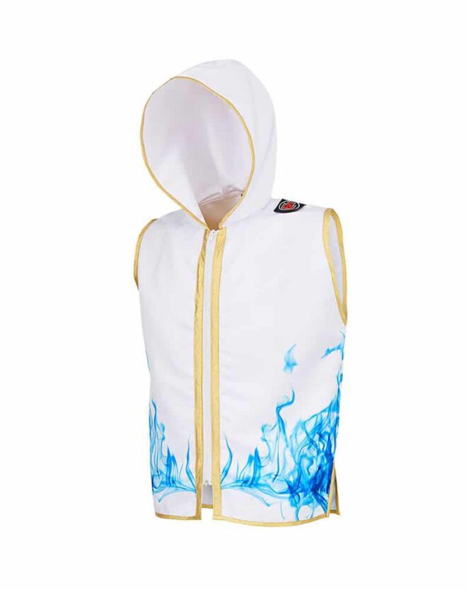 Blue Smoke Ring Jacket With Hood Up