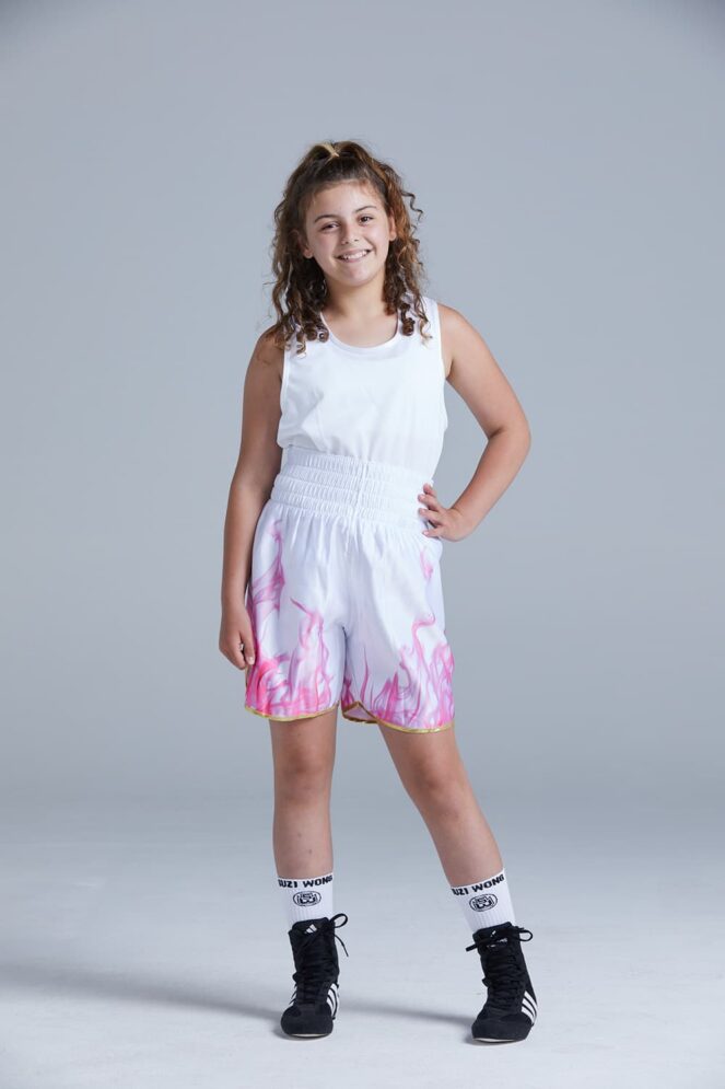 kids pink smoke boxing shorts