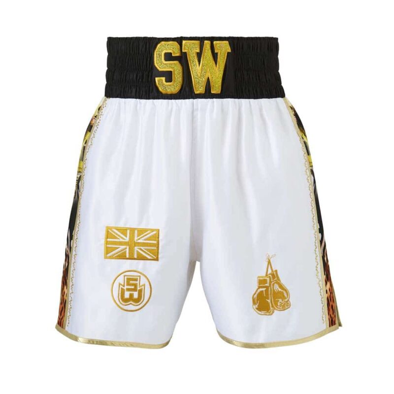 White and Gold Jungle Metric Customisable Boxing Shorts