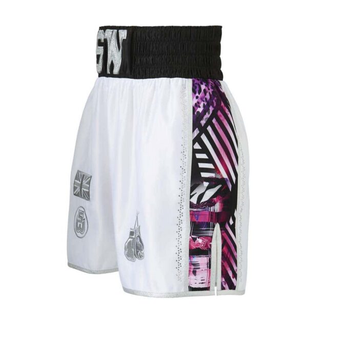 White Jungle Metric Customisable Boxing Shorts Side