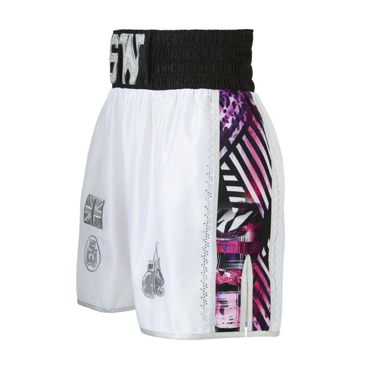White Jungle Metric Customisable Boxing Shorts Side White Jungle Metric Customisable Boxing Shorts Side
