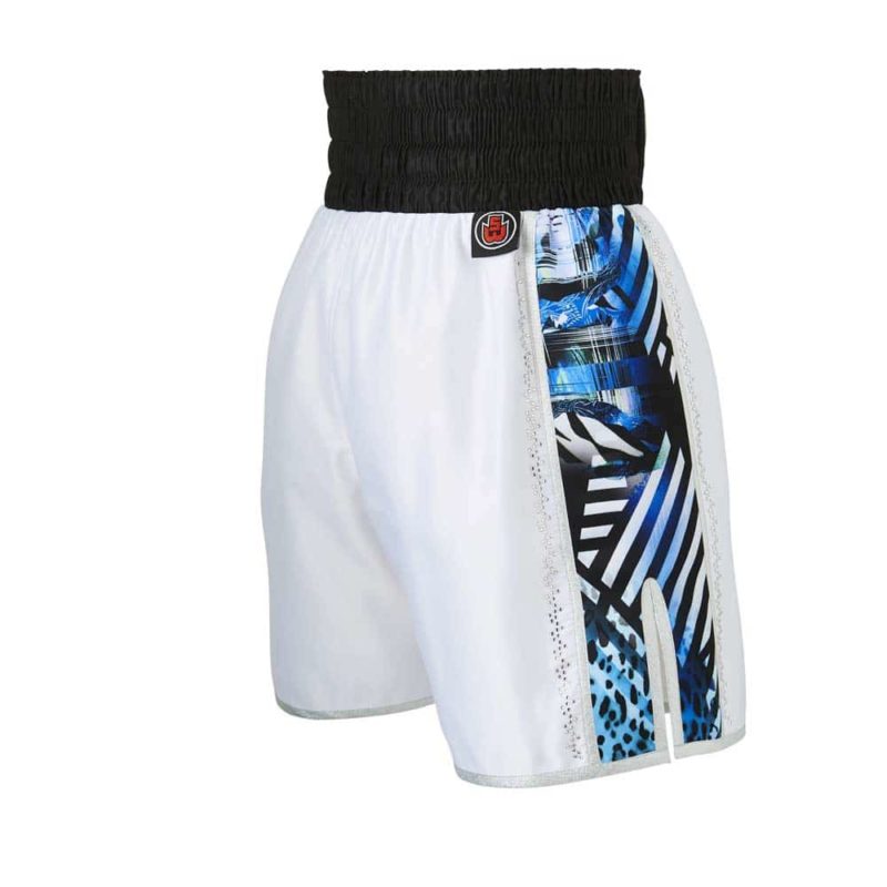 White Jungle Metric Customisable Boxing Shorts Back and Side White Jungle Metric Customisable Boxing Shorts Back and Side