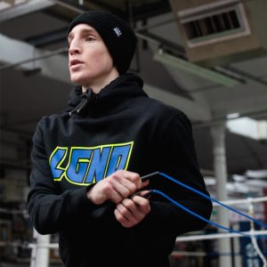 LGND Beanie Hat and Hoodie on Boxer in the Gym