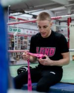 LGND Spirit Black T-Shirt with Pink Logo in Boxing Gym