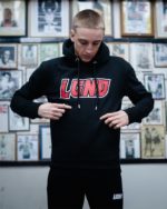 LGND Spirit Hoody with Red Logo training in gym