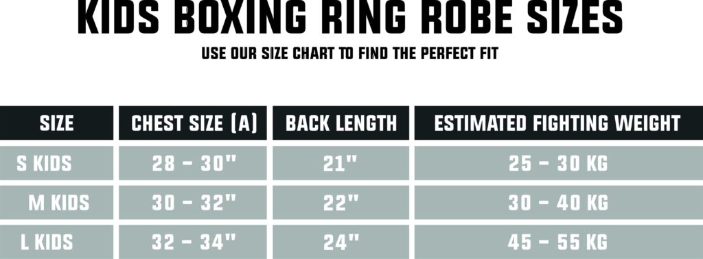 Kids Boxing Ring Robe Sizes
