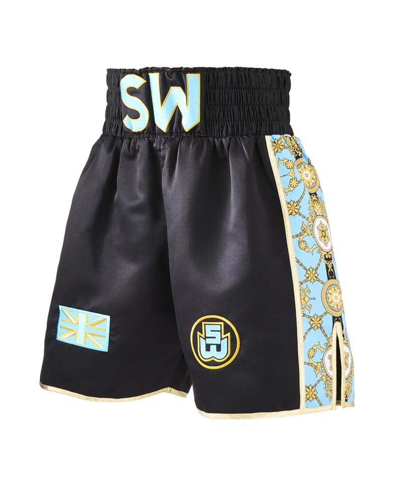Royalty Black & Teal Custom Boxing Shorts
