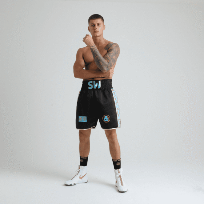 ROYALTY Black and Teal Short Boxing Shorts