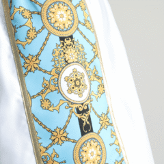 ROYALTY White and Teal Boxing Shorts Detail