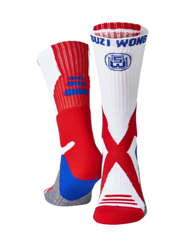 Suzi Wong White Red and Blue Boxing Socks