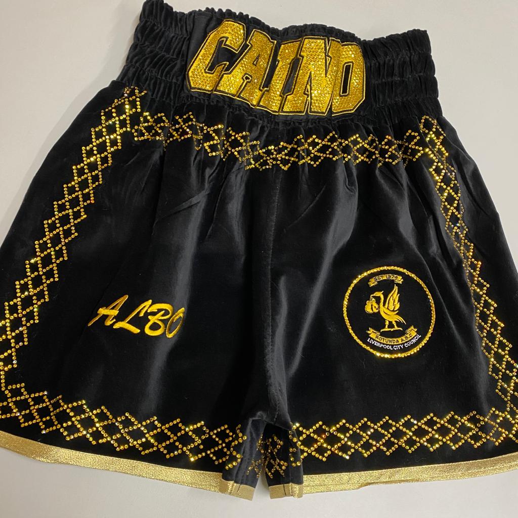 Cain Alexander Luxury Velvet Crystal Boxing Shorts