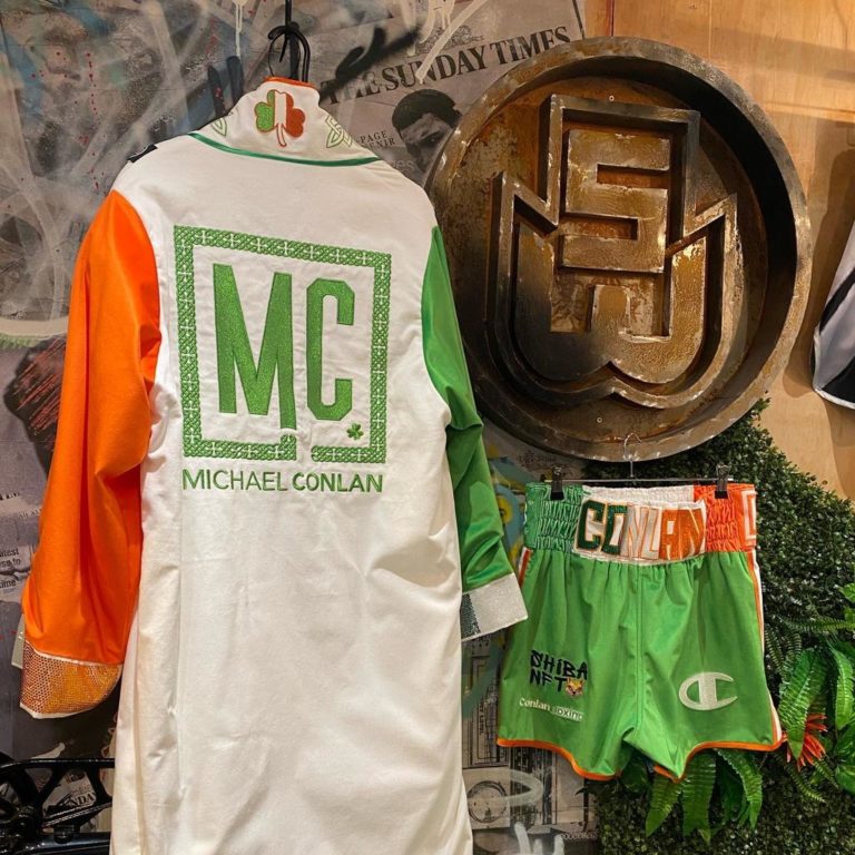 Michael Conlan Irish Themed Velvet Custom Boxing Shorts and Custom Boxing Robe Kit