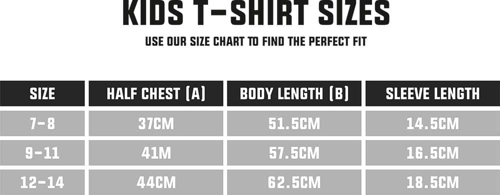 Kids T-Shirt Size Table