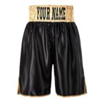 Hagler Black and Gold Customisable Satin Boxing Shorts